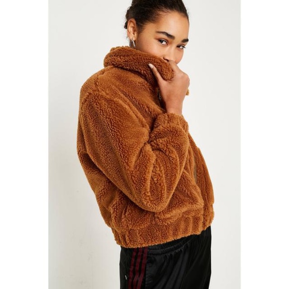 Urban Outfitters Jackets & Blazers - UO Cropped Teddy Jacket Brown S